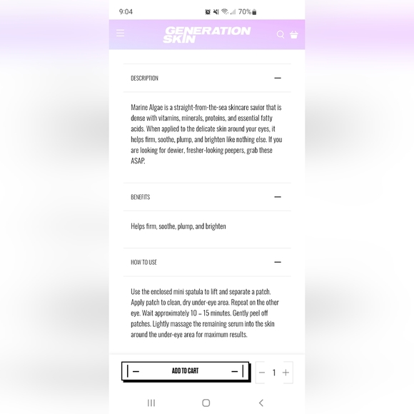 Gen Skin Hydrating Marine Algae Eye Patches 2 Pack - Picture 4 of 7